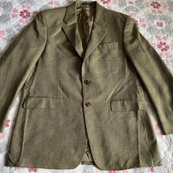 Lauren Ralph Lauren Other - Lauren Ralph Lauren Tan Glen Plaid Blazer Silk Wool 42L